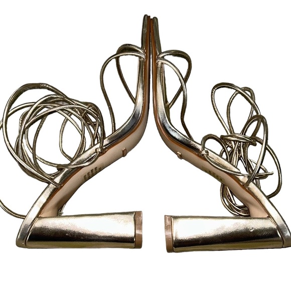 NWT Billini x Show Me Your Mumu Mahari Metallic Gold Wrap Strappy Heel Sandals 9 - Picture 9 of 16